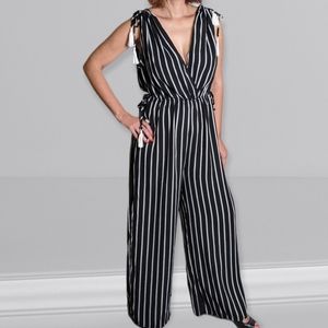 VINE & LOVE Dtriped Tassel Jumpsuit ~ NWT